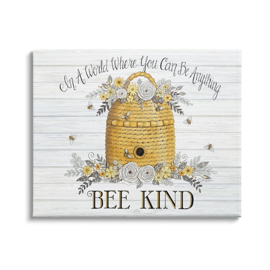 Stupell Industries In A World Bee Kind Motivational Phrase Beehive Canvas Wall Art